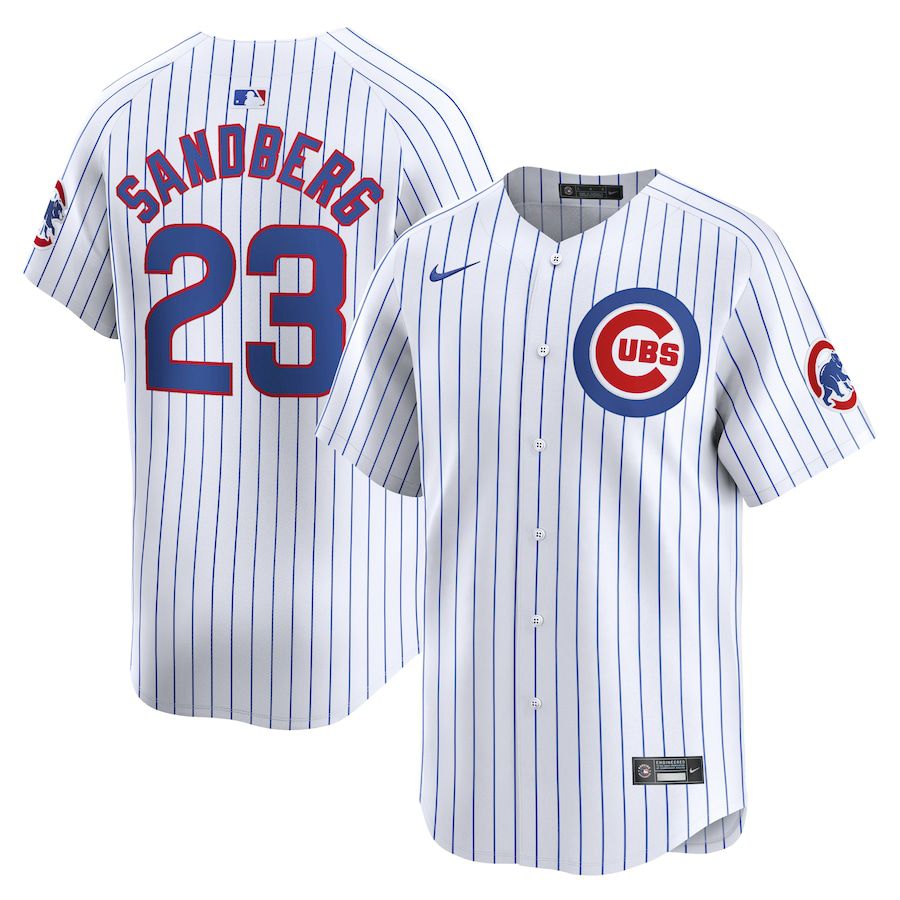 Men Chicago Cubs #23 Ryne Sandberg Nike White Home Limited Player MLB Jersey->->MLB Jersey